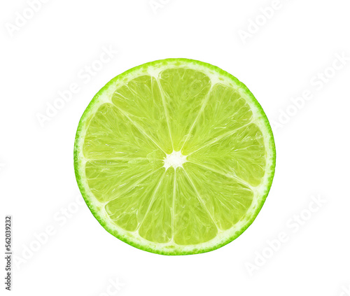 Slice of lime fruit isolated on transparent background. PNG