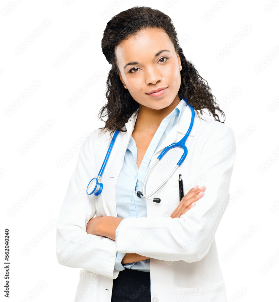 PNG of a young African female doctor isolated on a PNG background. PNG of a young African female doctor isolated on a PNG background.