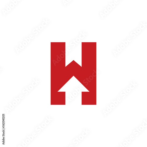 Letter H Arrow Logo With Red Color