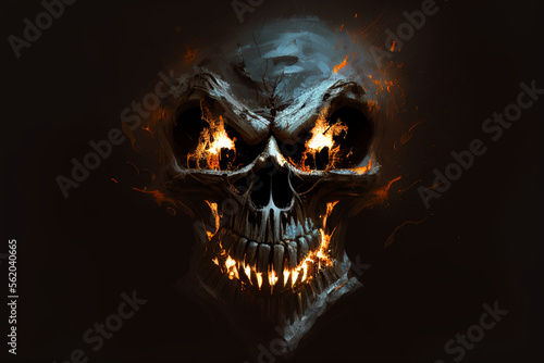 A skull with fire of fury inside With Generative AI