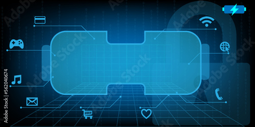 vector metaverse tecnology and mobile  for connect online shopping,meeting,banking  in real world.eps10