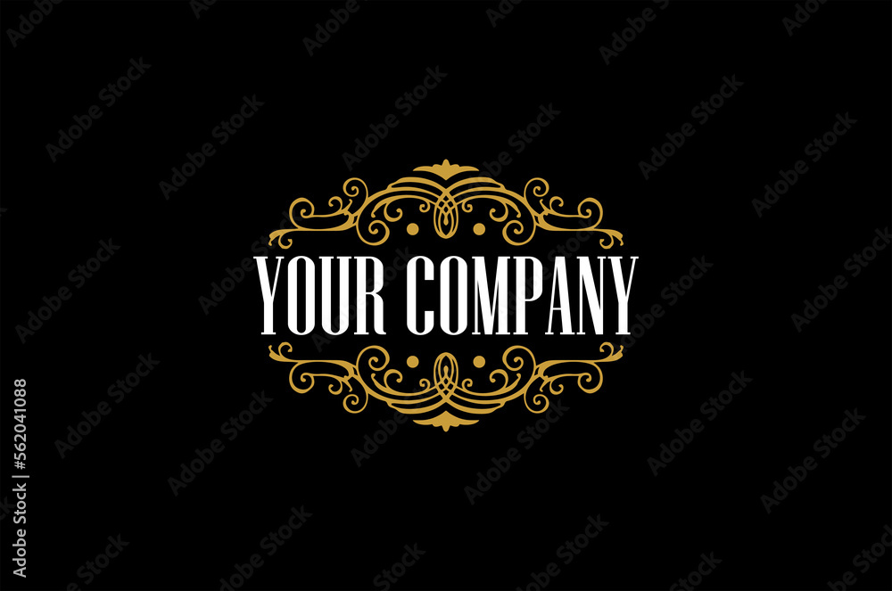 Decorative elements templates elegant golden symmetric shapes logo Decorative elements templates elegant golden symmetric shapes logo