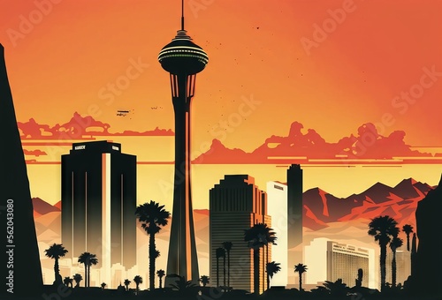 sunset in Las Vegas,  vector illustration