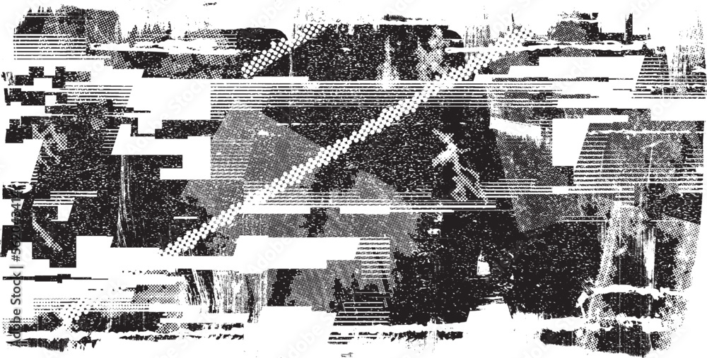 Obraz premium Grunge urban background. Vector. Textured banner . Futuristic digital background. Grungy effect . Abstract,splattered , dirty,cyber punk poster for your design. 