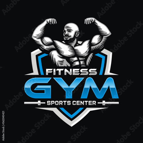 Bodybuilding emblem and Gym Logo Design Vector Template