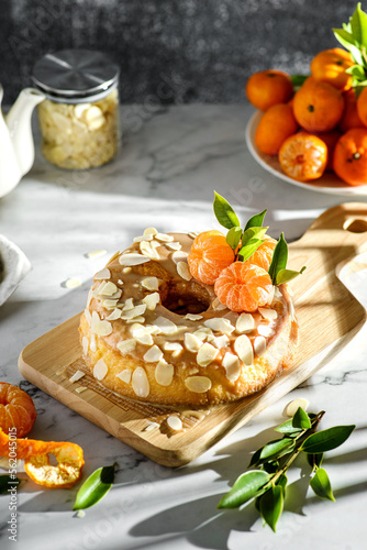 cake with tangerines and almond