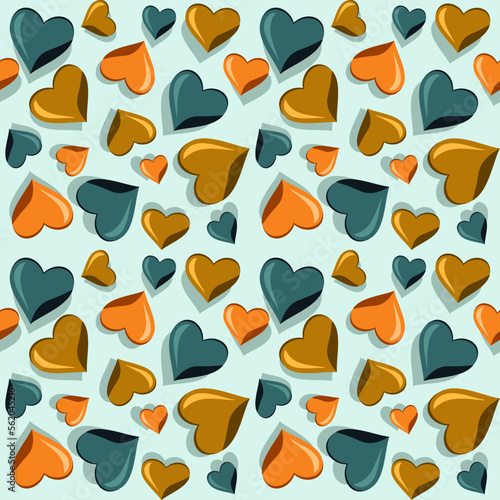 Seamless pattern with hearts, decorative vector background for wrapping paper, fabric, wallpaper.