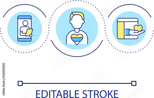 Find support online loop concept icon. Use apps for psychological help. Digital resources abstract idea thin line illustration. Isolated outline drawing. Editable stroke. Arial font used