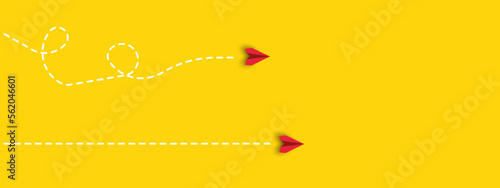 paper airplane.route, travel,traveler idea concepts.Different thinking, Business leader, personality development idea concept.