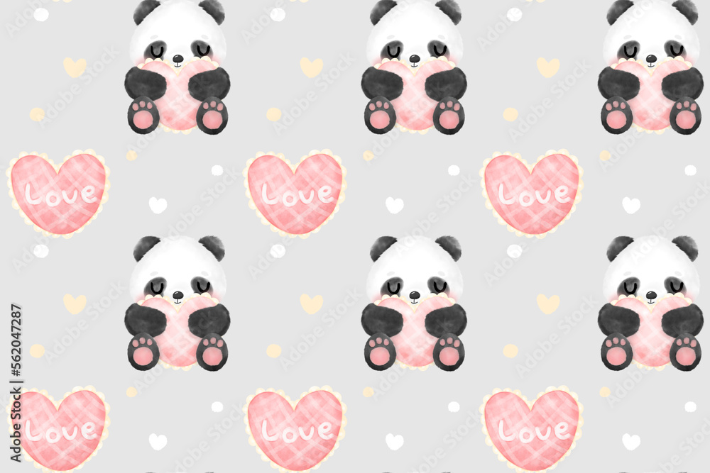 Cute Panda Watercolor Seamless Patterns Cute Panda Watercolor Seamless Patterns
