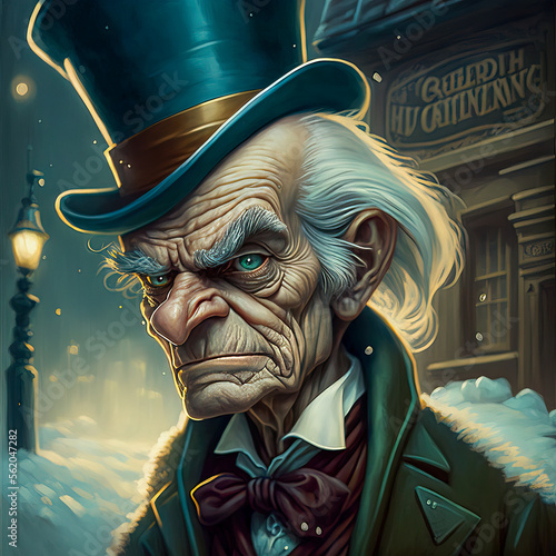 Portrait of Ebenezer Scrooge From Charles Dicken's 