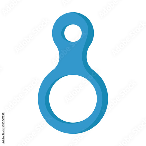 Equipment or gear for climbing flat vector illustration. Safety metal loop carabiner on white background. Extreme sports, mountaineering concept