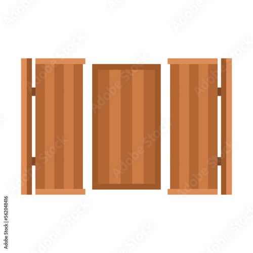 Garden rectangular wooden table with long benches top view, furniture for outdoor plan. Vector illustration of patio and yard landscape element isolated on white. Architecture concept