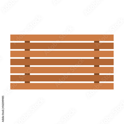 Garden part of a low wooden fence, furniture for outdoor plan. Vector illustration of patio and yard landscape element isolated on white. Architecture, design concept