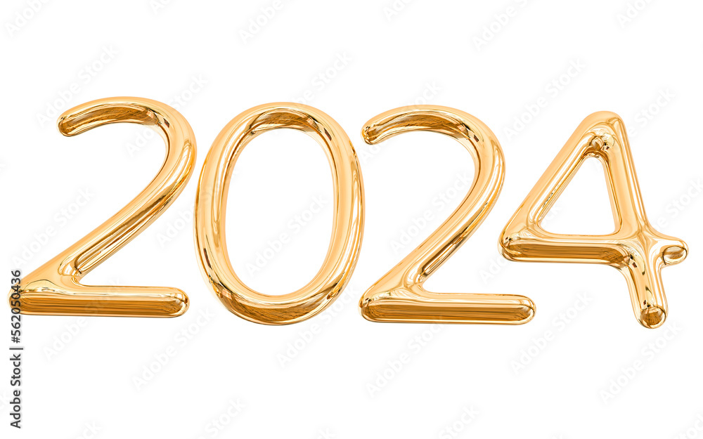 happy new year 2024 3d gold modern number with generative AI happy new year 2024 3d gold modern number with generative AI