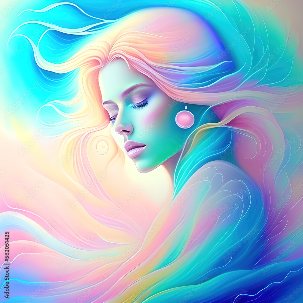 woman in pastel colors