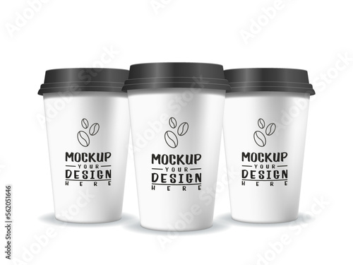 Paper cup, vector realistic mockup