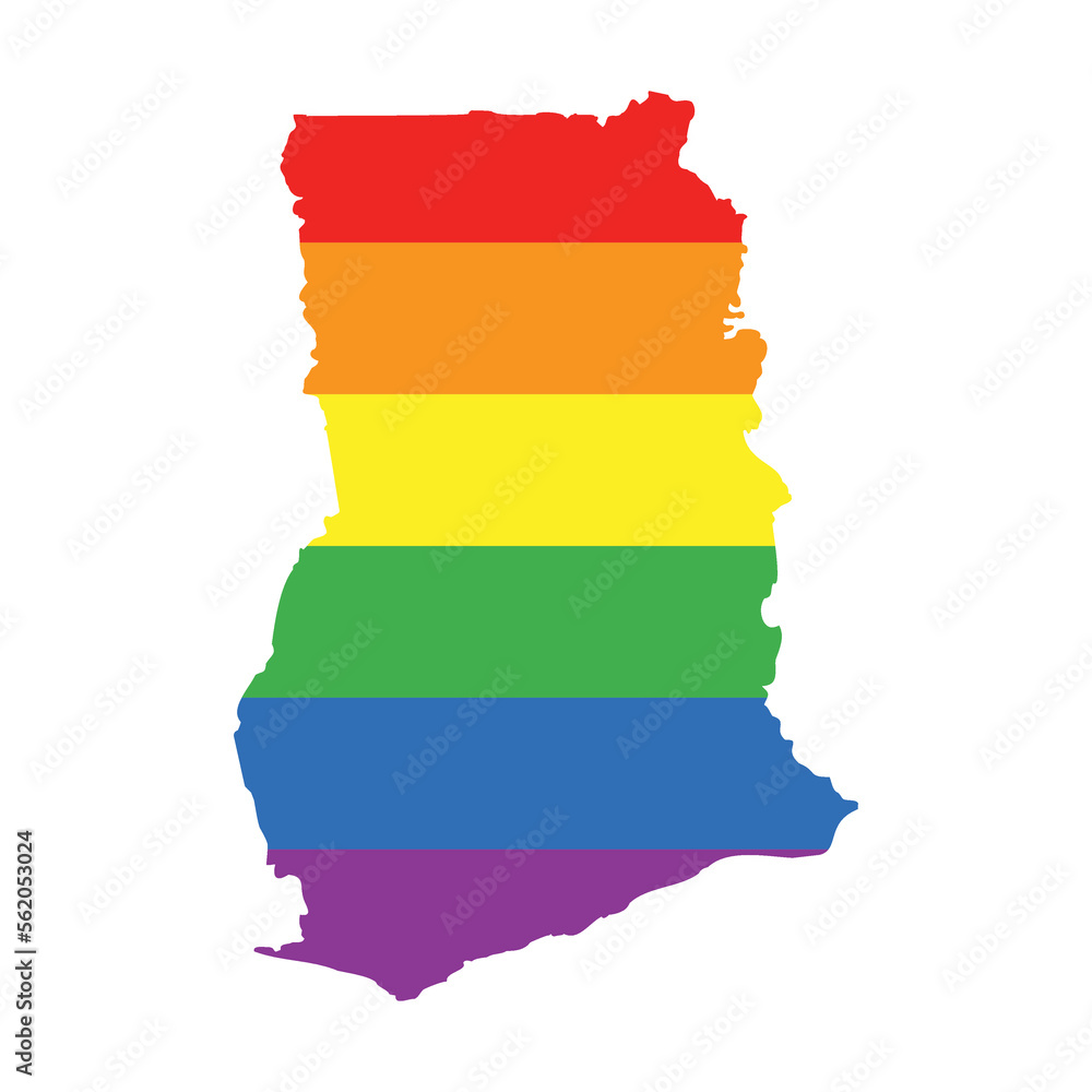 Obraz premium map of with ghana rainbow flag