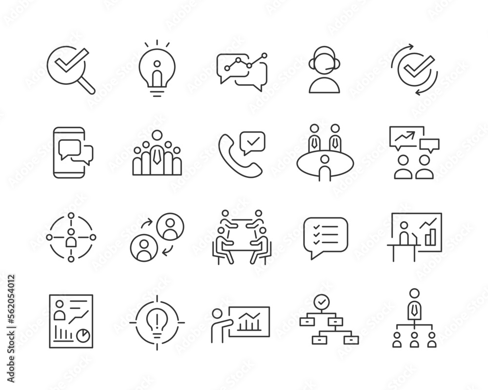 Fotografie Business Consulting Icons - Vector Line. Editable Stroke.