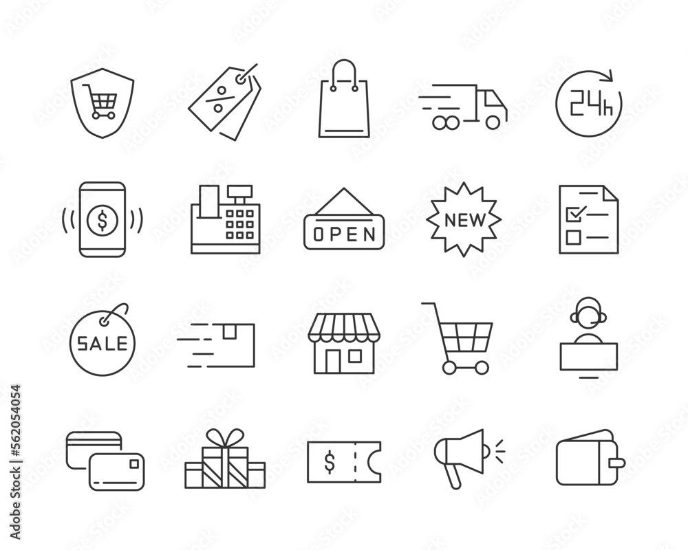 Shopping Icons - Vector Line. Editable Stroke. Shopping Icons - Vector Line. Editable Stroke.