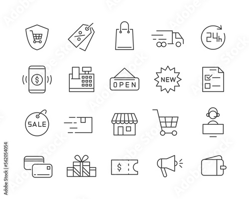 Shopping Icons - Vector Line. Editable Stroke.