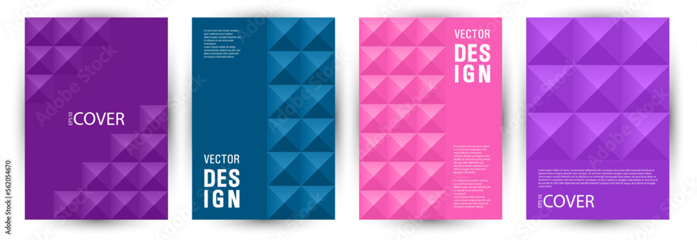 Business publication front page template bundle graphic design. Swiss style future placard mockup