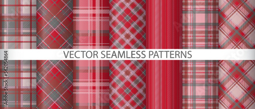 Set pattern plaid textile. Check texture seamless. Tartan background vector fabric.