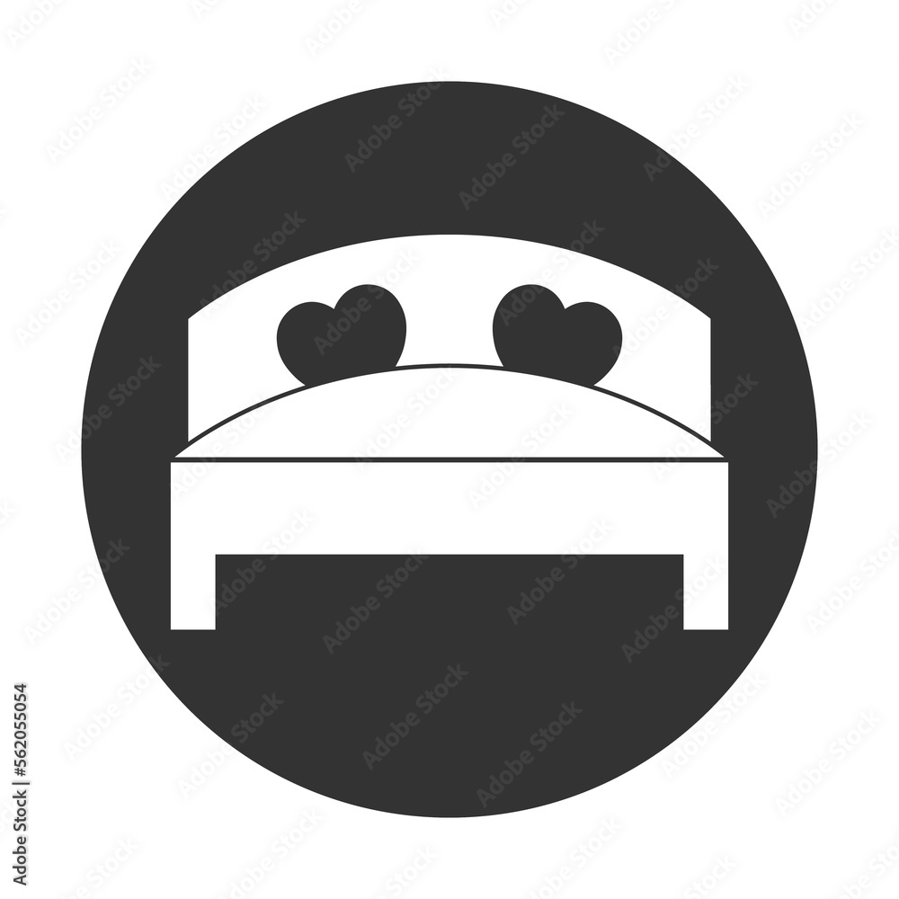 Simple illustration of bed with heart icon for St. Valentines Day Simple illustration of bed with heart icon for St. Valentines Day
