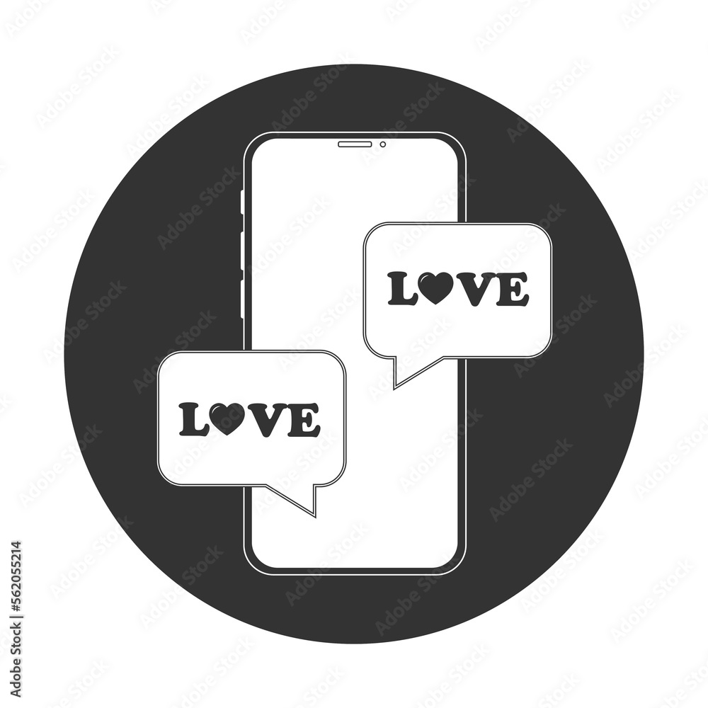 Simple illustration of phone with heart icon for St. Valentines Day Simple illustration of phone with heart icon for St. Valentines Day