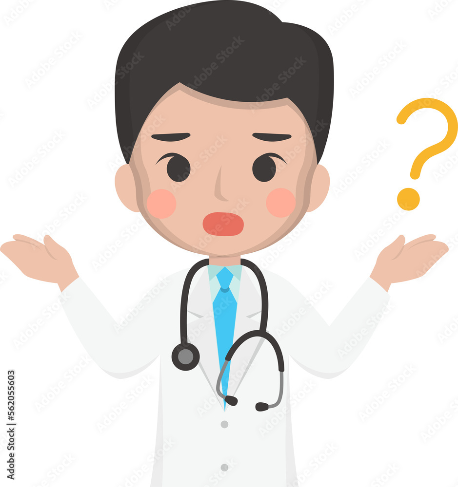 Male medical worker questioning, medical staff, emoji cartoons Male medical worker questioning, medical staff, emoji cartoons