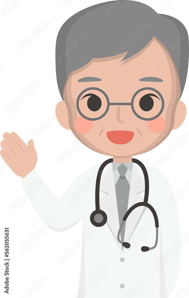 Older male medical worker, medical staff, emoji cartoons