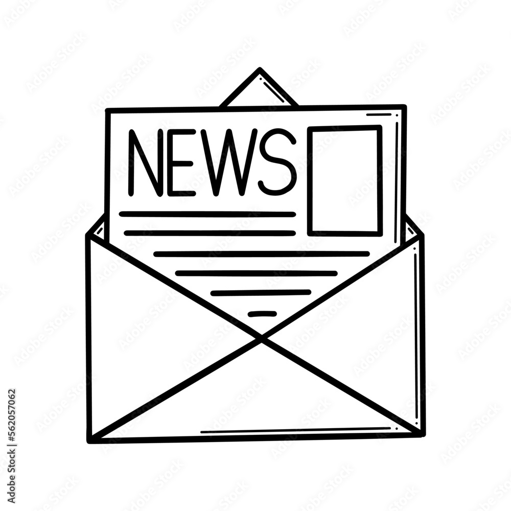 Newsletter line vector icon. Outline email. Envelope with letter vector sign, linear style pictogram isolated on white. . Newsletter line vector icon. Outline email. Envelope with letter vector sign, linear style pictogram isolated on white. .