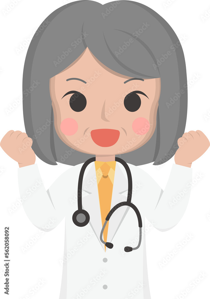 Older female medical worker full of energy, medical staff, emoji cartoons Older female medical worker full of energy, medical staff, emoji cartoons