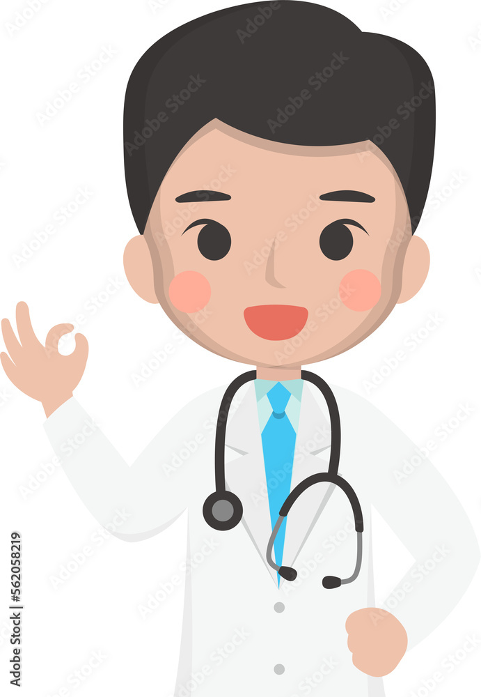 Male medical worker than innocent gesture, medical staff, emoji cartoon cartoon