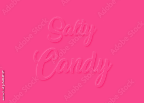 Text with 3D effect. The inscription is candy. Pink background. Editable text.