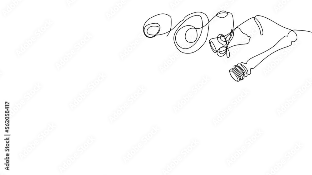 Animated self drawing of bottles with oil or honey or lemon or lime juice for scrubbing and body skin care with natural herbal skin care products. High quality footage Animated self drawing of bottles with oil or honey or lemon or lime juice for scrubbing and body skin care with natural herbal skin care products. High quality footage