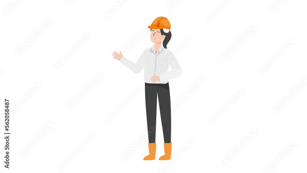 Engineer Woman pointing both hands in left side Engineer Woman pointing both hands in left side