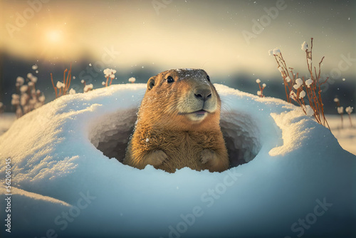 Print op canvas Happy Groundhog Day