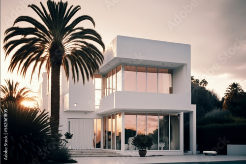 Big modern beautiful house. Created with Generative AI technology. © Juan