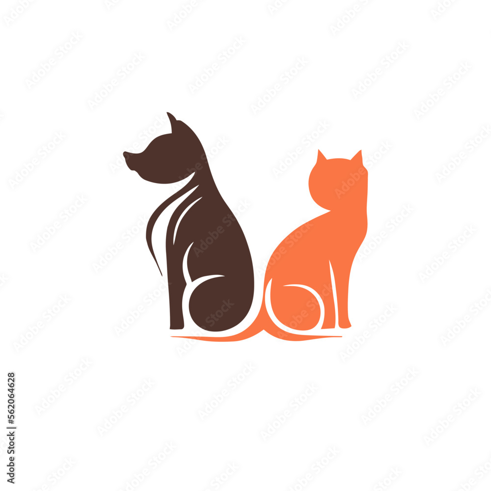 Fototapeta premium Cat and dog veterinary vector logo 