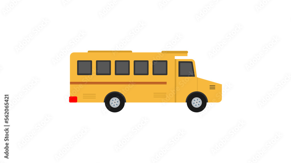 Yellow school bus isolated on white background.