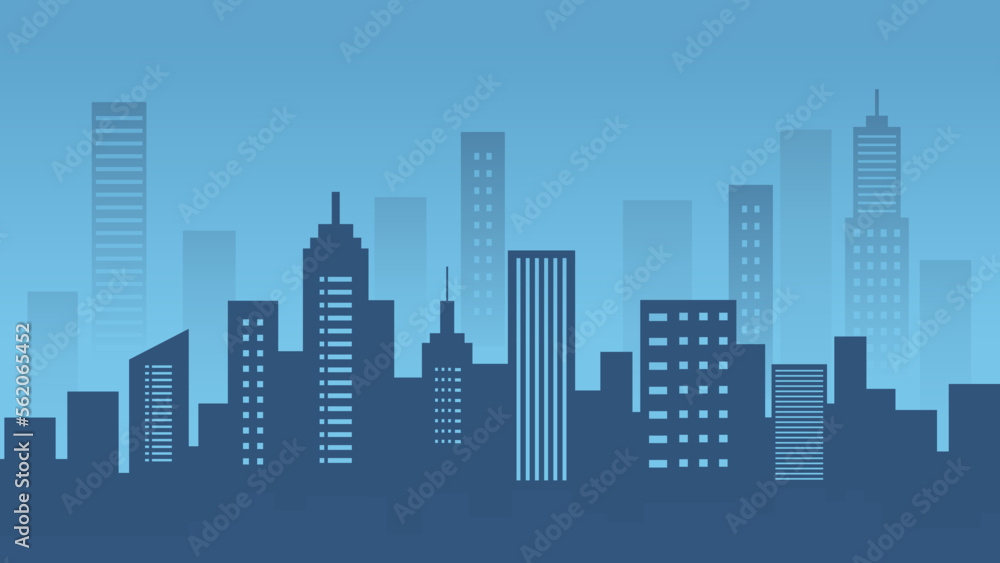 Cool City town silhouette background.