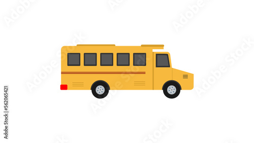 Yellow school bus isolated on white background.
