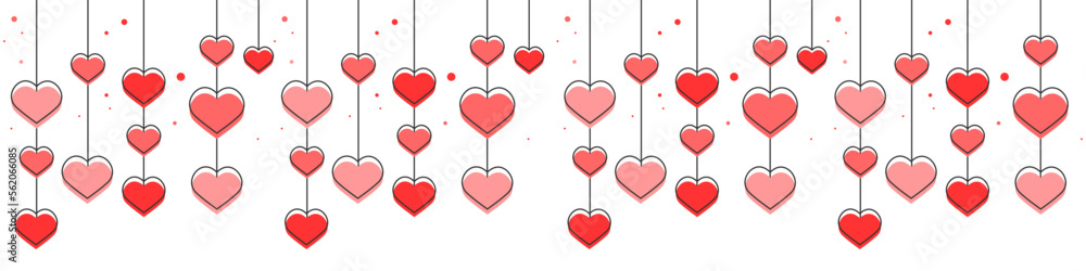 hearts on a white background. happy valentines day with pink hearts for cards, websites, greetings, posters