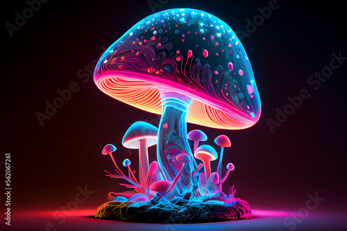 Psilocybin mushrooms, ai illustration. Commonly known as magic mushrooms, a group of fungi that contain psilocybin