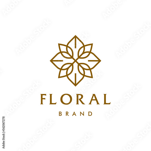 Abstract flower swirl logo icon vector design. Elegant premium ornament vector logotype symbol.