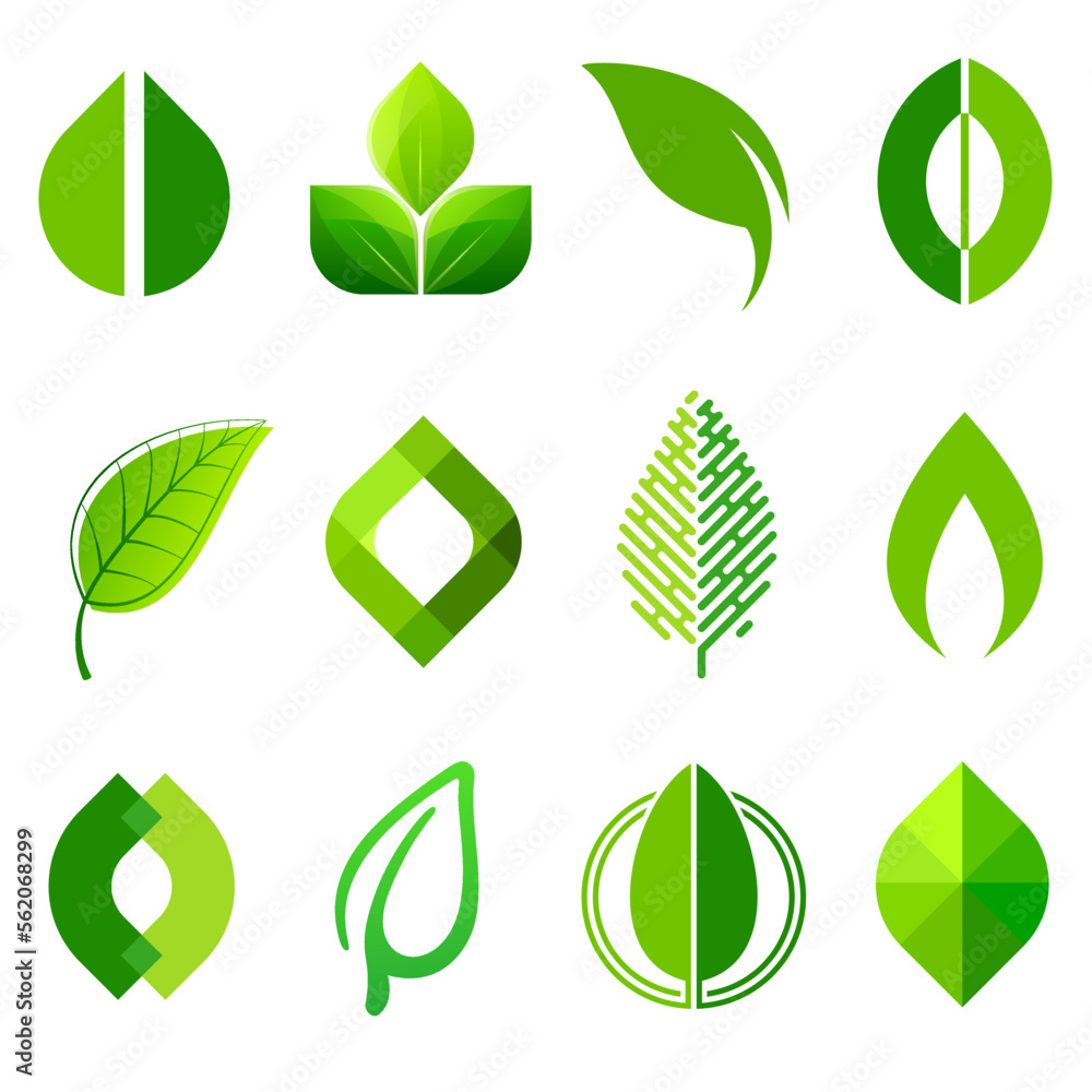 Vector logo design template. Modern set of icons with leaves. Vector logo design template. Modern set of icons with leaves.