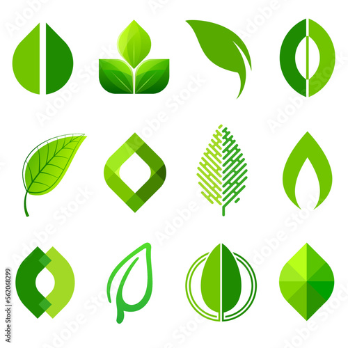 Vector logo design template. Modern set of icons with leaves.