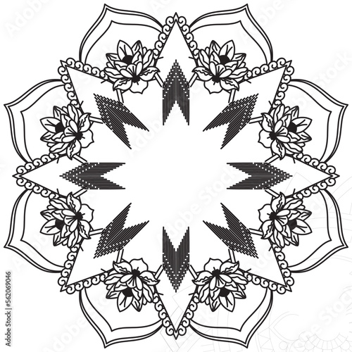 Leaf Flower Petal Coloring Mandala Art Simple Graphic Shape Vector Floral Oriental Outline Vintage Decorative Elements Pattern Illustration Islam Arabic Indian Turkish Mystic Religion Morals Lotus
