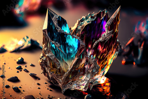 Nahaufnahme Kristalle Bunt Abstrakt Farbenpr  chtig Colorful Cristal Macro Generative AI Digital Art Cover Hintergrund Background Illustration